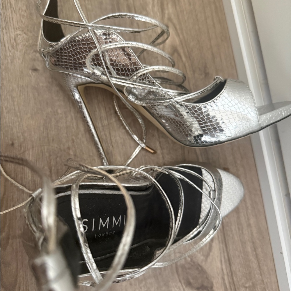 Silver Strappy Heels